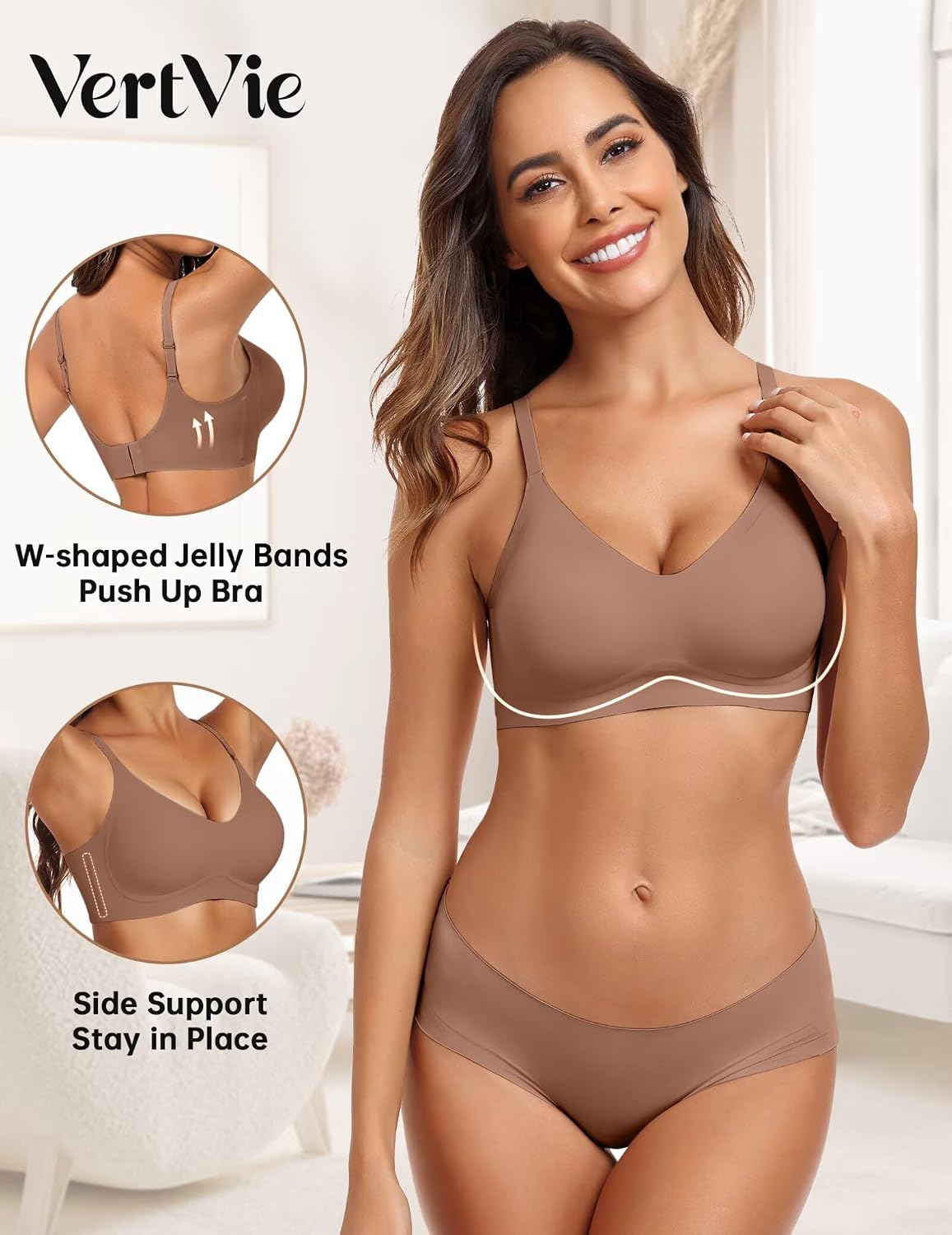 Thumbnail 1 de Vertvie Women's Seamless Jelly Bras: Wireless, Full Coverage Comfort with Push-Up Lift
