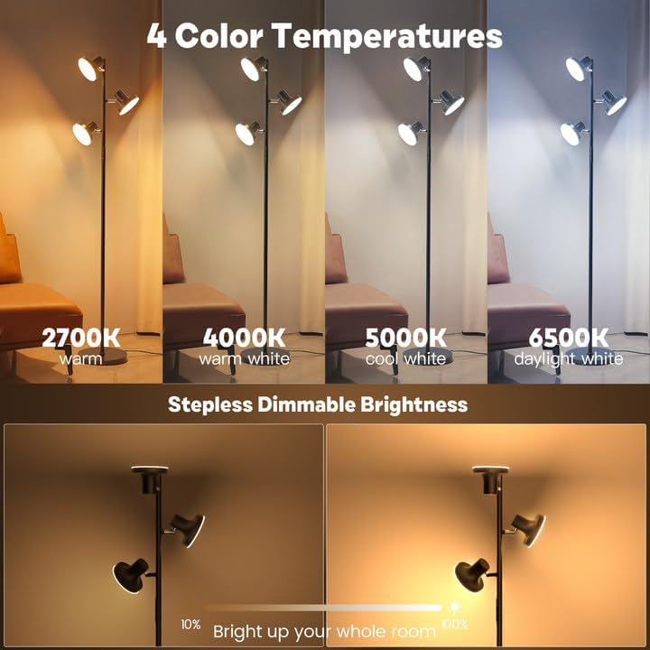 Detalle 2 de SIBRILLE FLH-036- 36W LED Tree Floor Lamp with 3 Rotatable Lights