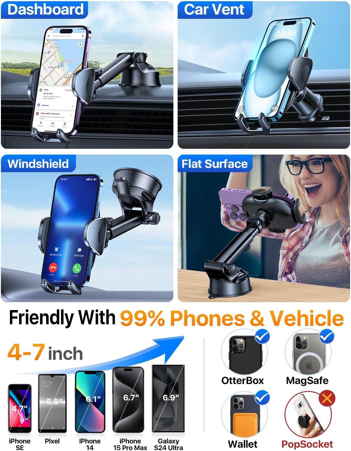 Detalle 2 de YRU Upgraded Car Phone Holder 360°