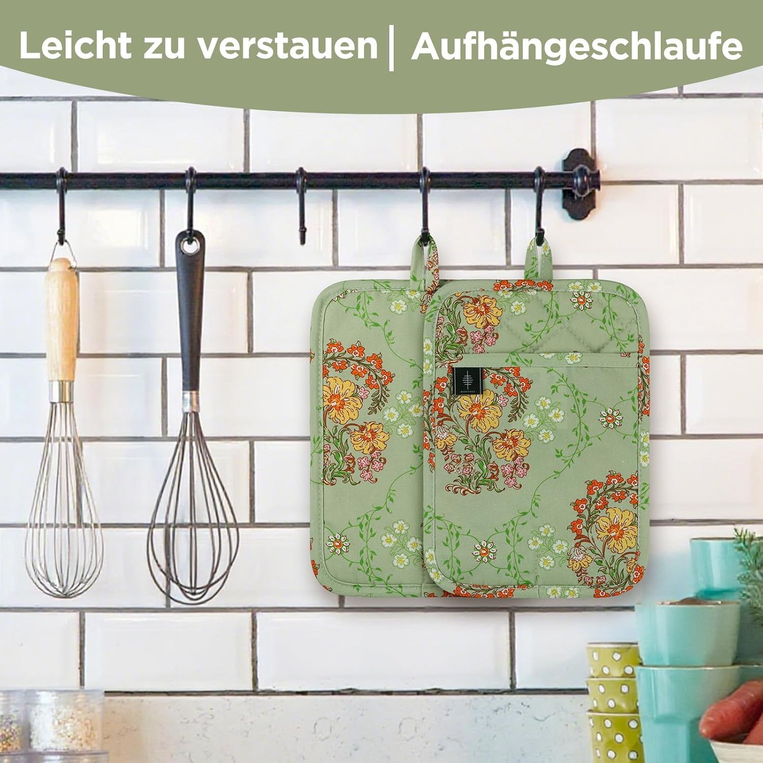 Thumbnail 6 de Topflappen-Set aus Baumwolle – hitzebeständige Ofentopflappen & Topflappen, 200 °C Schutz, rutschfest