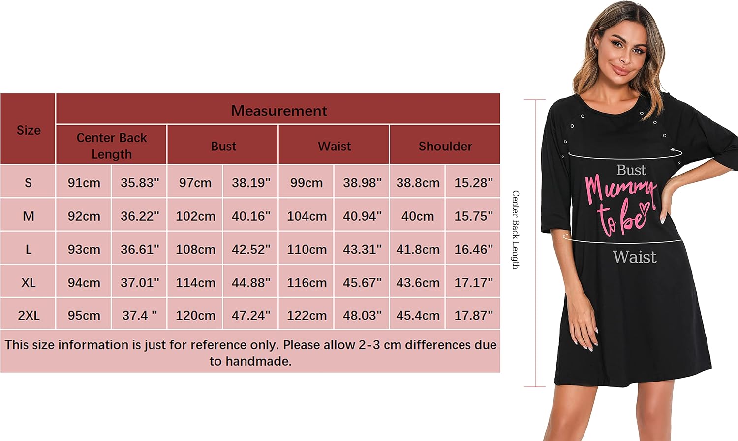 Thumbnail 4 de Vlazom Women 3 in 1 Cotton Nursing/Delivery/Labour/Maternity Nightgown – Half Sleeve with Breastfeeding Snaps