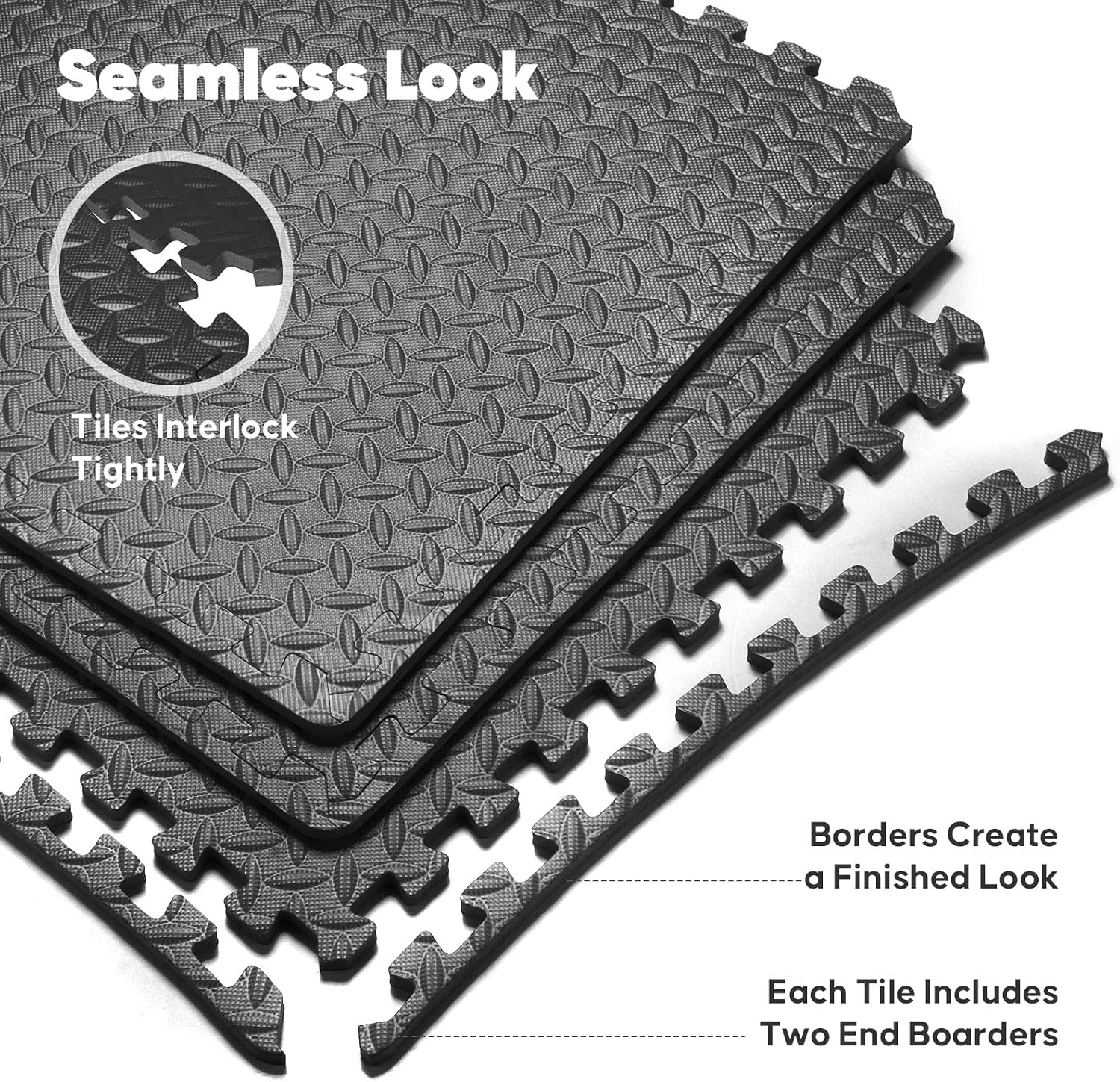 Detalle 1 de Nazhura GYM MATS Interlocking EVA Gym Tiles, 48 Sq. Ft., Black