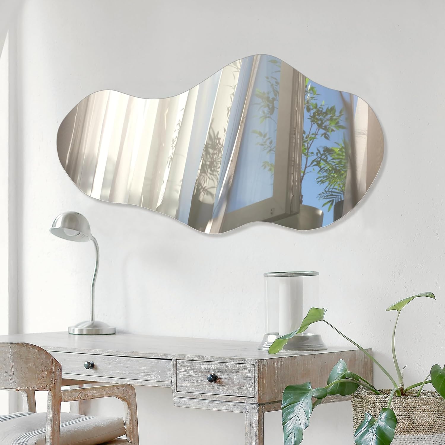 Detalle de PERFNIQUE Specchio irregolare da parete 100 x 61 cm, nuvola – senza cornice, riflesso HD