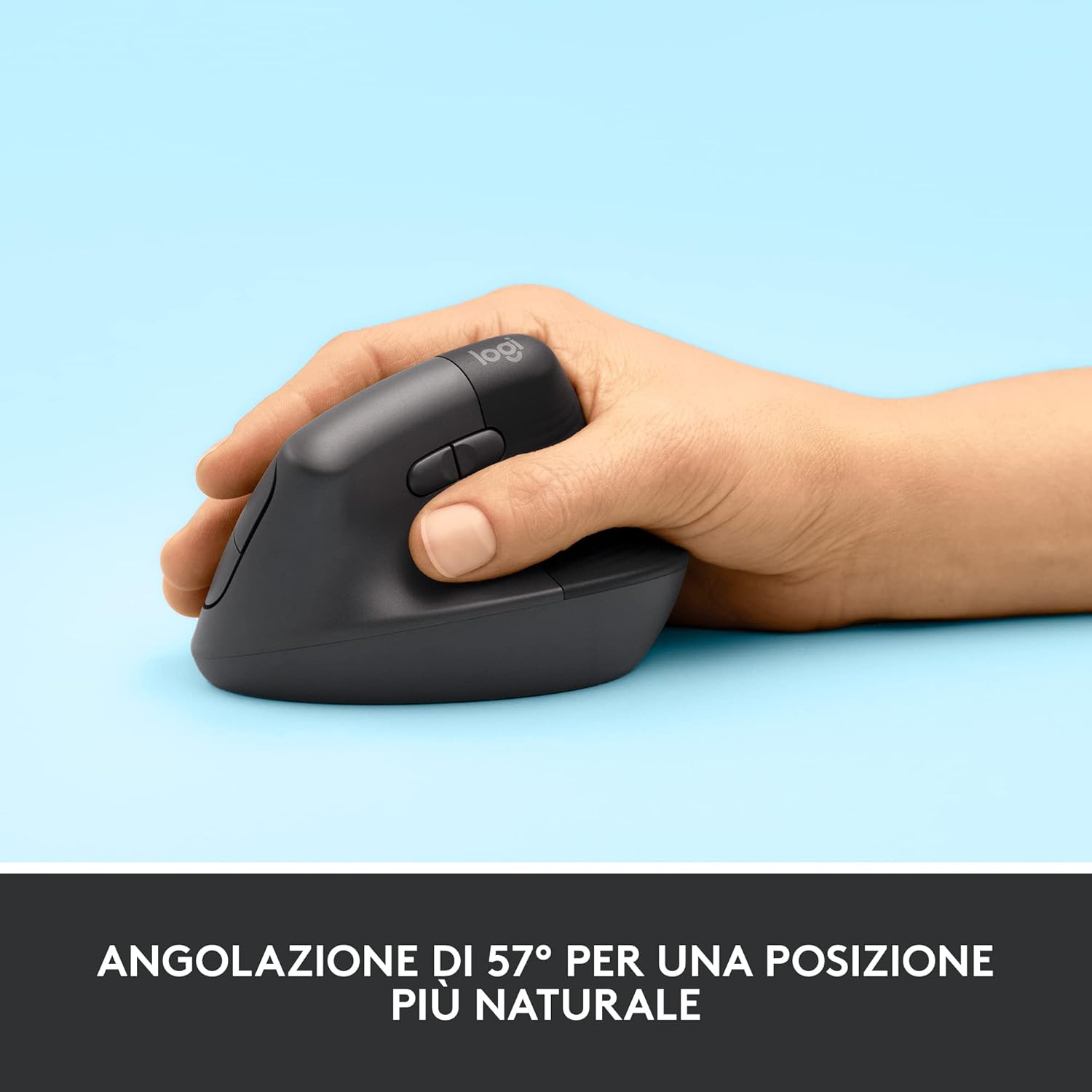 Thumbnail 2 de Logitech Lift mouse ergonomico verticale senza fili con ricevitore Bluetooth o Logi Bolt USB, 4 tasti, click silenziosi – grigio