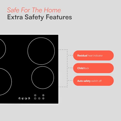 Detalle de Cookology 60cm Electric Ceramic Hob - 4 Zones - Black