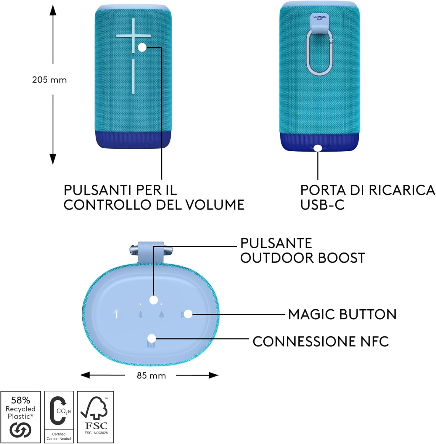 Thumbnail 5 de Ultimate Ears EVERBOOM: altoparlante Bluetooth 360° impermeabile IP67 e 20 ore di autonomia