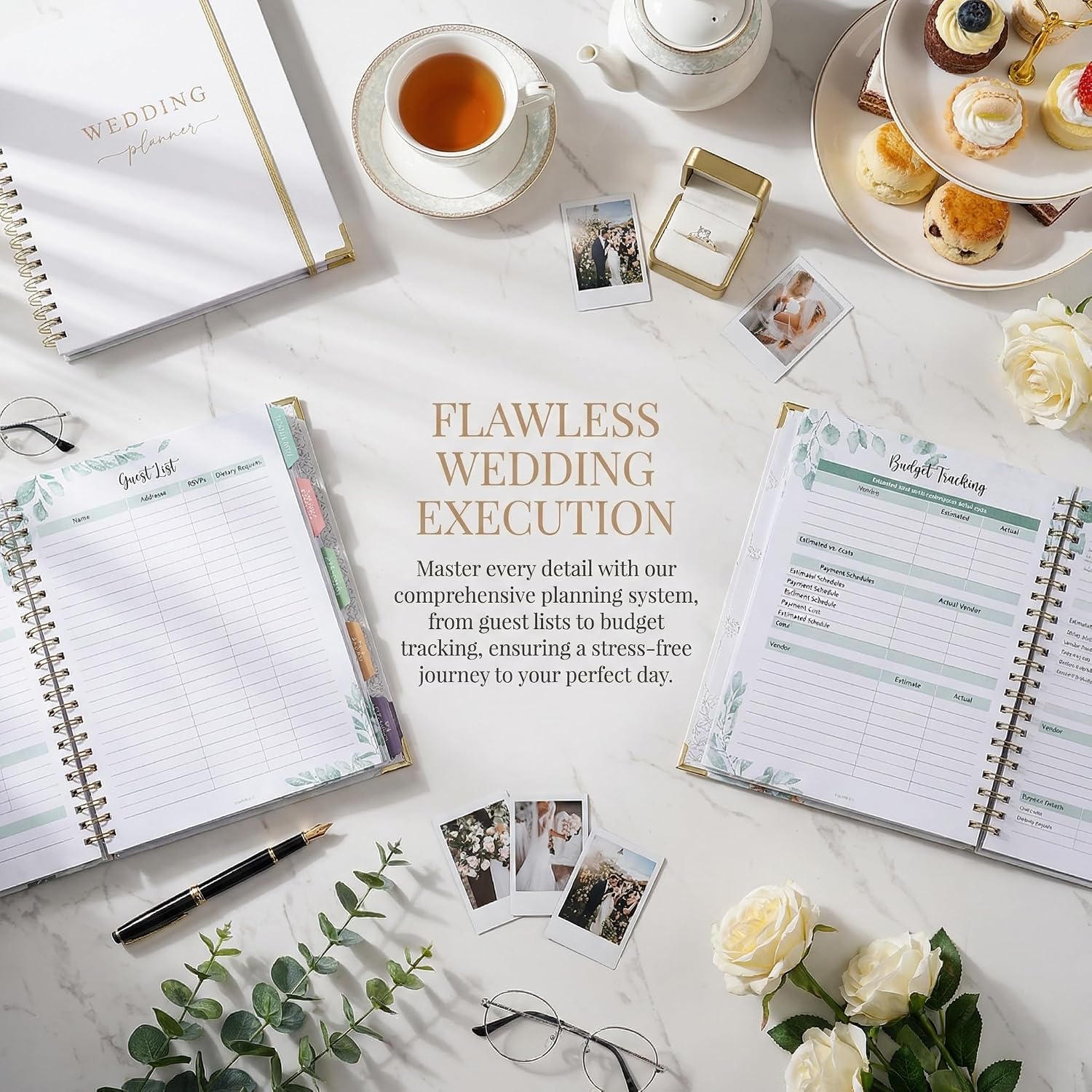 Thumbnail 1 de Wedding Planner: 5-Section Hardcover Bride’s Organizer, 9" x 11.9", Beige