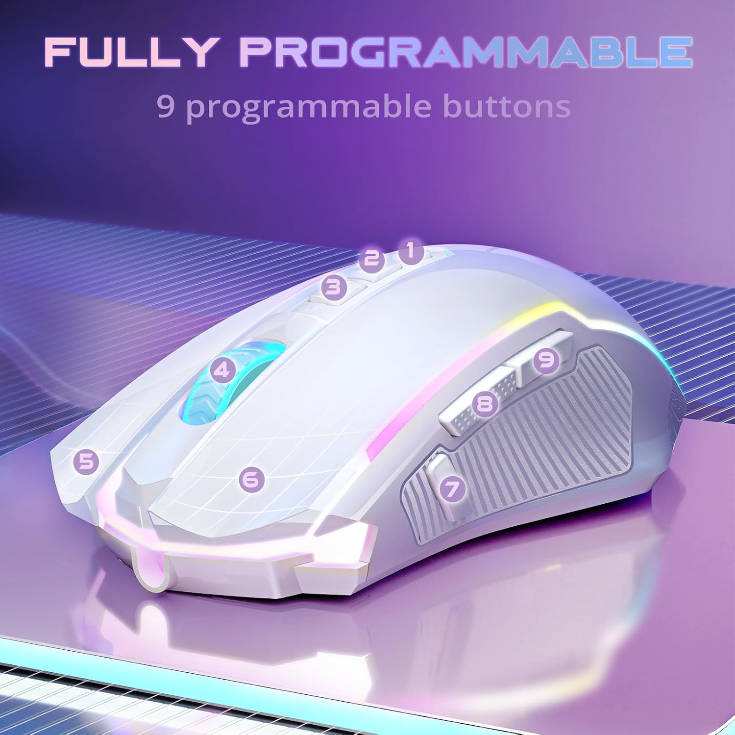Detalle 2 de Redragon Tri-Mode Wireless Gaming Mouse (M914) – 12000 DPI, RGB, Fully Programmable