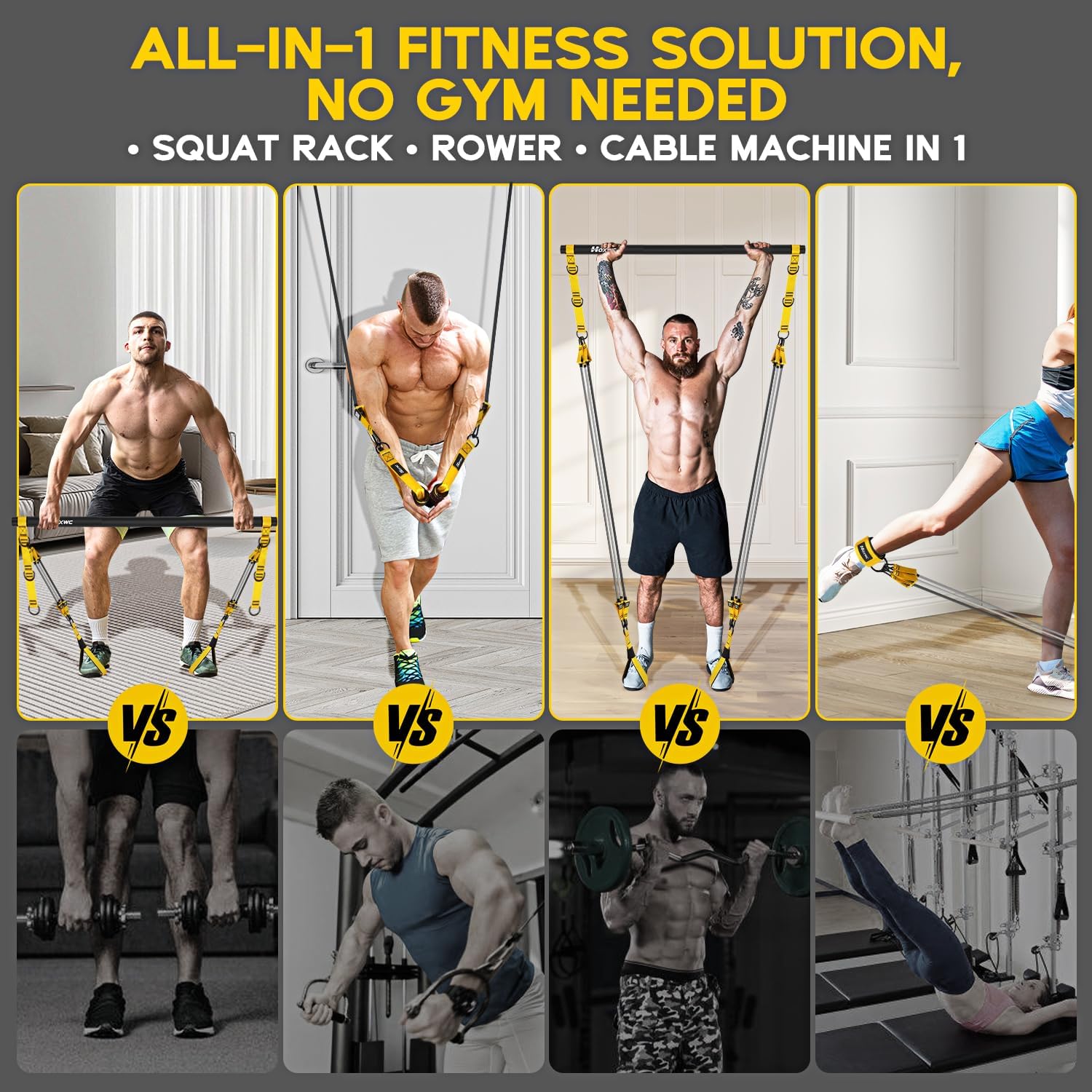 Detalle de HOXWC Pilates Bar Kit With Resistance Bands Heavy Duty, Portable Strength Training