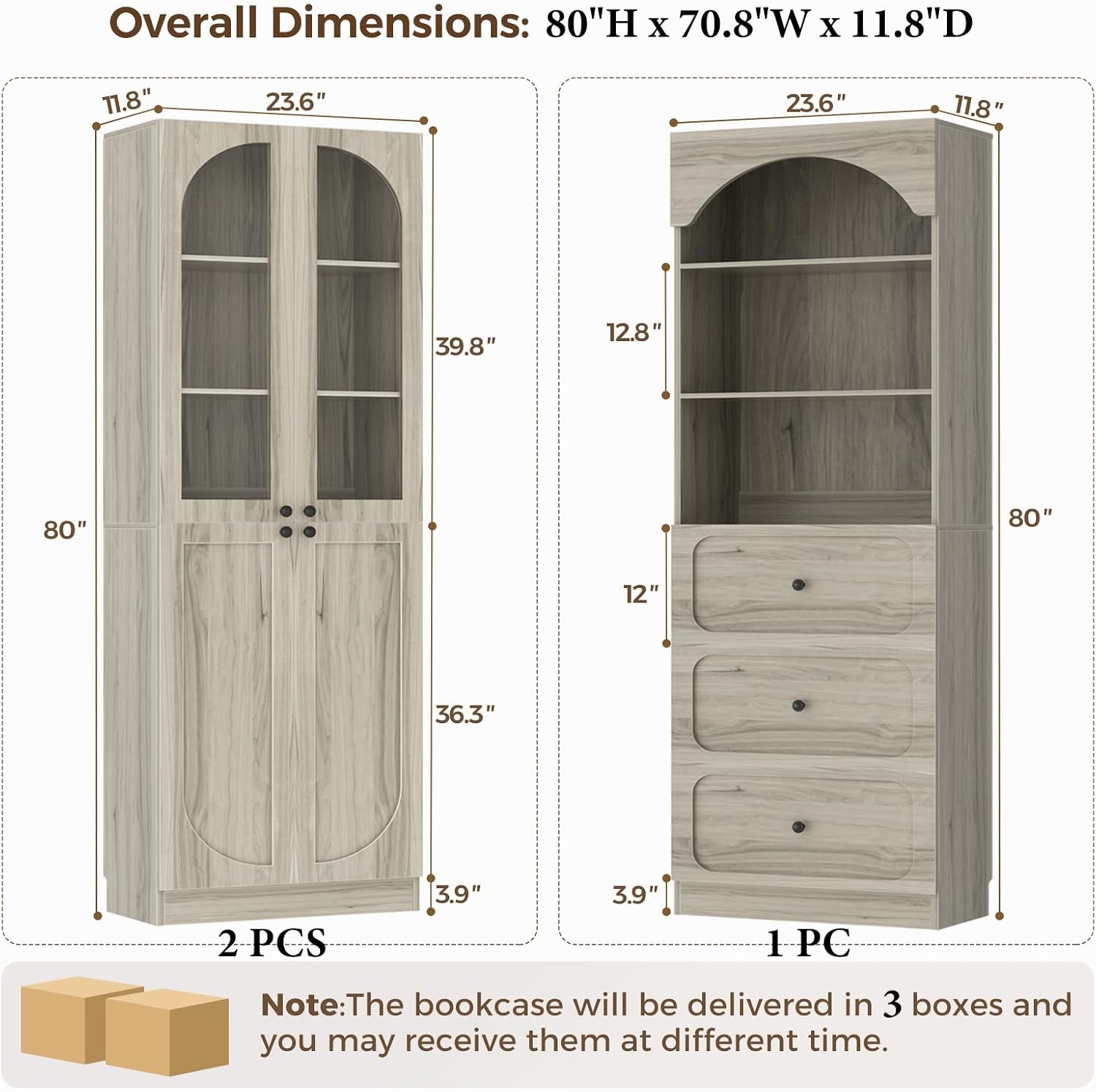 Detalle 2 de Cyclysio Bookcase, 80-Inch Tall