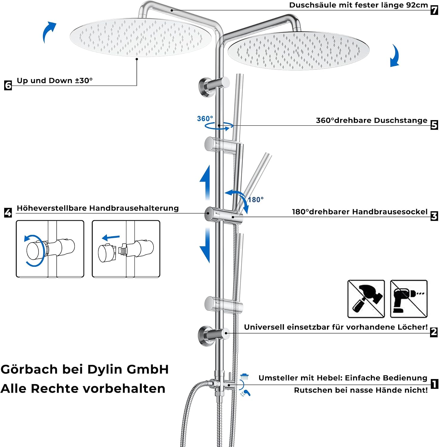 Thumbnail 3 de Görbach Colonna Doccia Acciaio Inox 92 cm