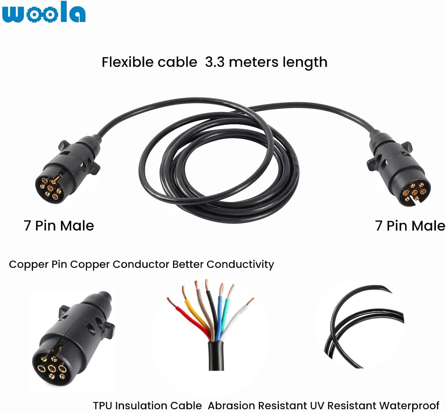 Detalle 2 de Woola 12V 7 Pin Trailer Plug with 3.3m Extension Lead