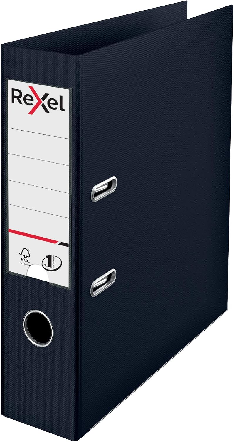Detalle de Rexel Choices A4 Lever Arch Files 3-Pack (Black, Red, Blue) – Durable, Replaceable Spine Labels