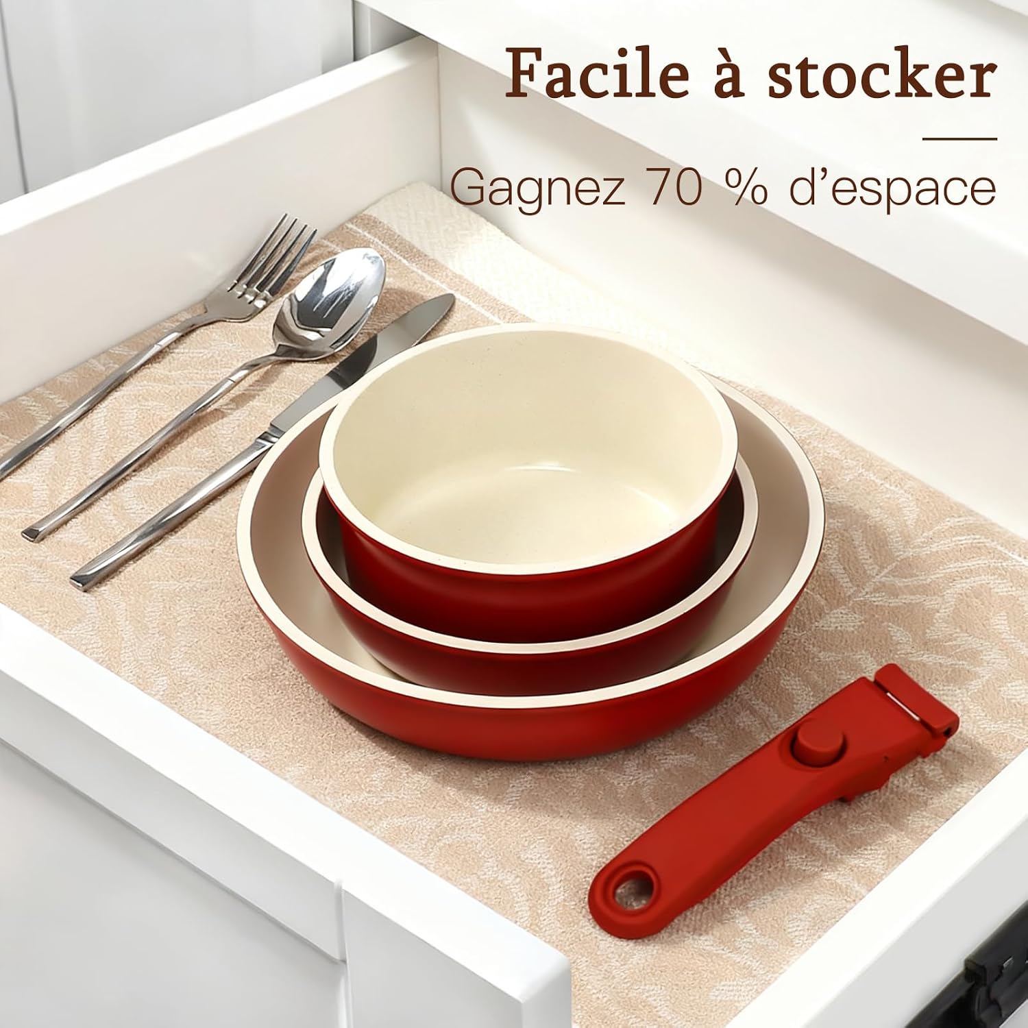 Detalle de GiPP WBR0501TZK pannenset, 5-delig met afneembare handgreep