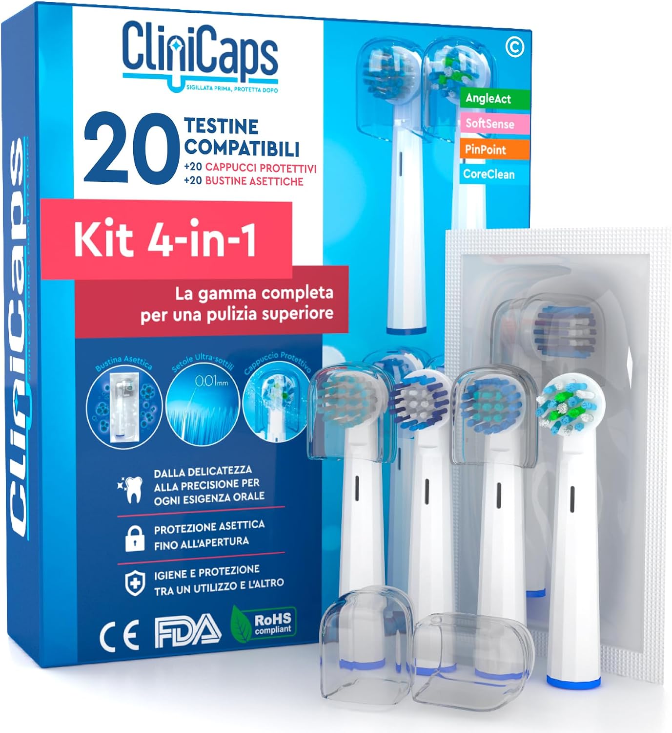 Thumbnail 6 de 12 testine morbide CliniCaps SoftSense Spire per spazzolino elettrico compatibile Oral-B
