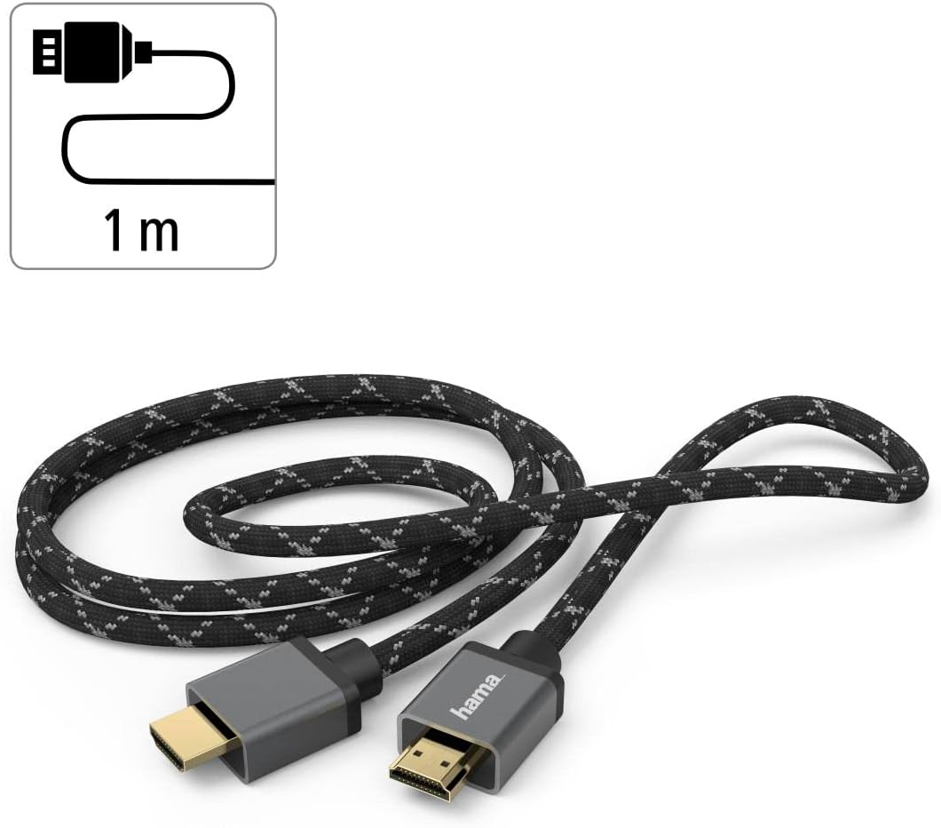 Thumbnail 1 de Hama Premium HDMI-Kabel 1 m Ultra High Speed (HDMI 2.1, 48 Gbit/s, eARC, HDR, 4K/8K) – aramidverstärkt