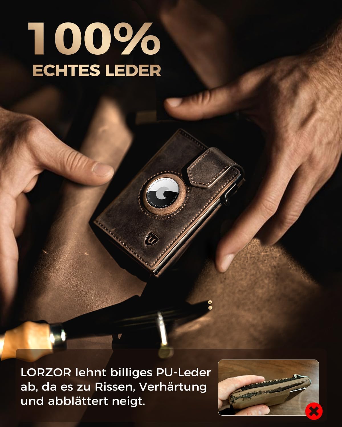 Thumbnail 4 de LORZOR AirTag Wallet mit XXL Münzfach 30 Münzen