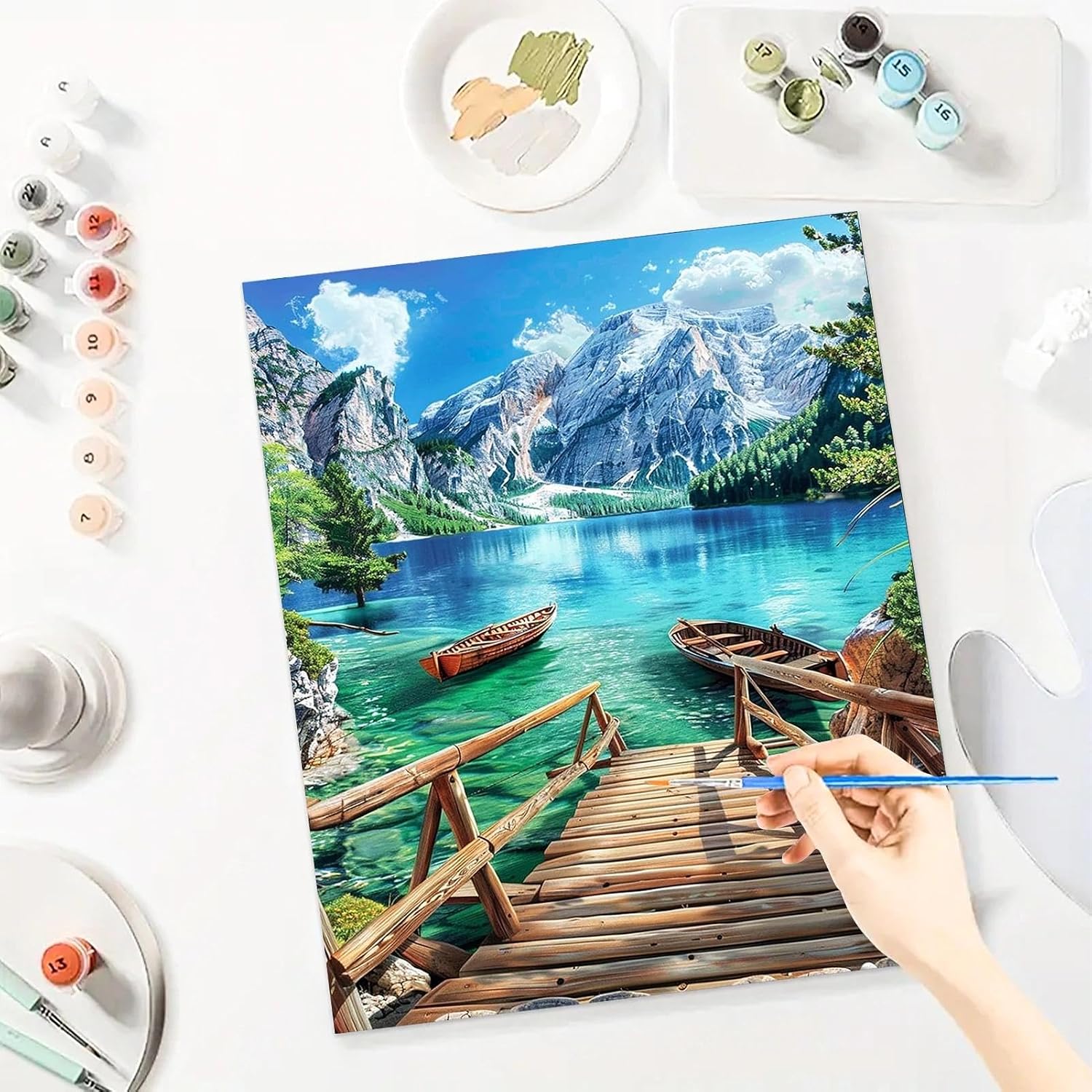 Detalle 2 de YALKIN Landscape Paint by Numbers Kit, 40x50 cm Acrylic Canvas, No Frame
