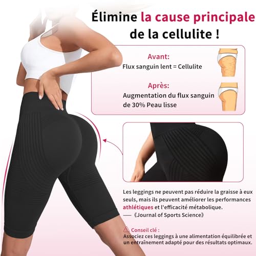 Detalle 1 de Leggings Anti Cellulite 3D Femme Shorts Court Deedlite – compression haute et silhouette sculptée