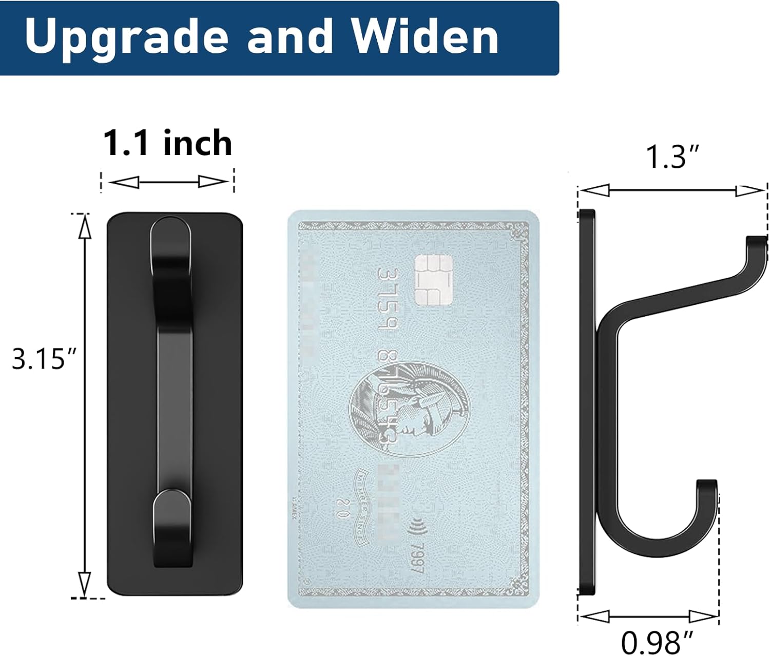 Thumbnail 3 de pickpiff Wall Hooks for Coat and Towel (13LB Strong Adhesive) — Black, 4 Pack