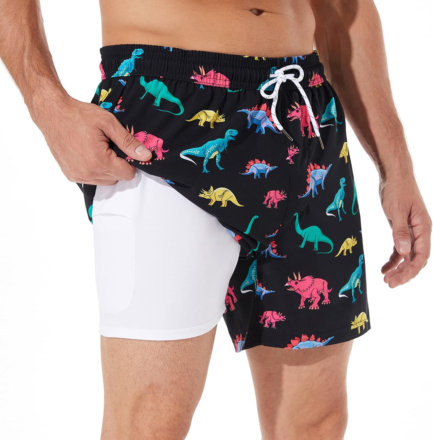 Detalle de BRISIRA 5-Inch Swim Trunks with Quick-Dry Fabric and Compression Liner