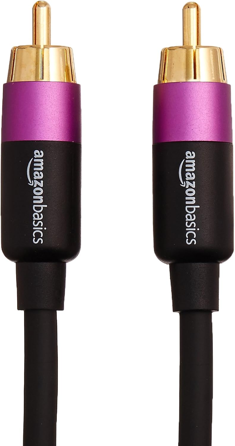Detalle de Amazonベーシック PBH-19088 RCAサブウーファーケーブル 2.4m・編組シールド・ブラック