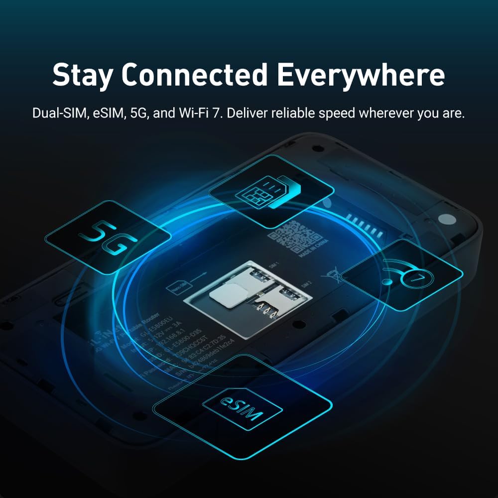 Thumbnail 3 de GL.iNet MUDI 7 (GL-E5800): Travel Router with Wi‑Fi 7, 5G, eSIM, and Dual SIM