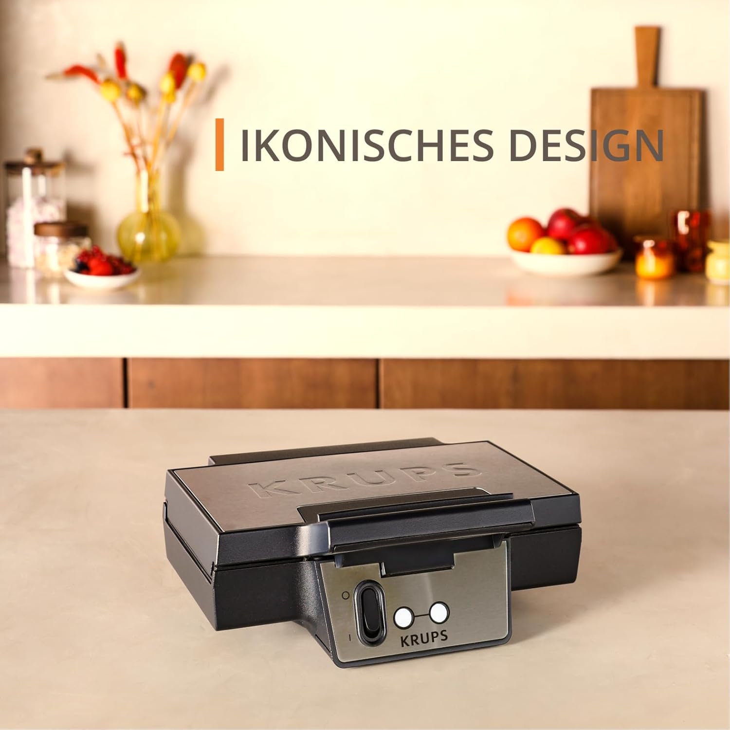 Thumbnail 1 de Krups FDK Iconic Waffeleisen FDK261 – 850 W, Keramikbeschichtete Antihaftplatten, vertikale Aufbewahrung