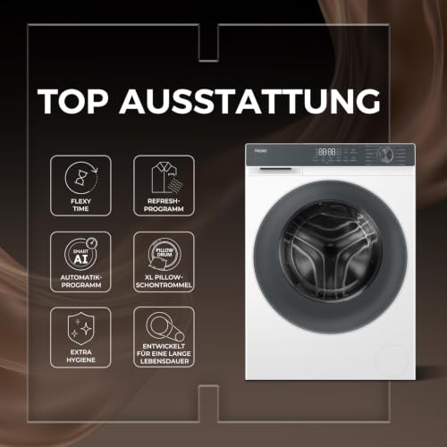 Detalle de Haier HW90-BP14637T G3 Frontlader-Waschmaschine, 9 kg, KI-Automatik