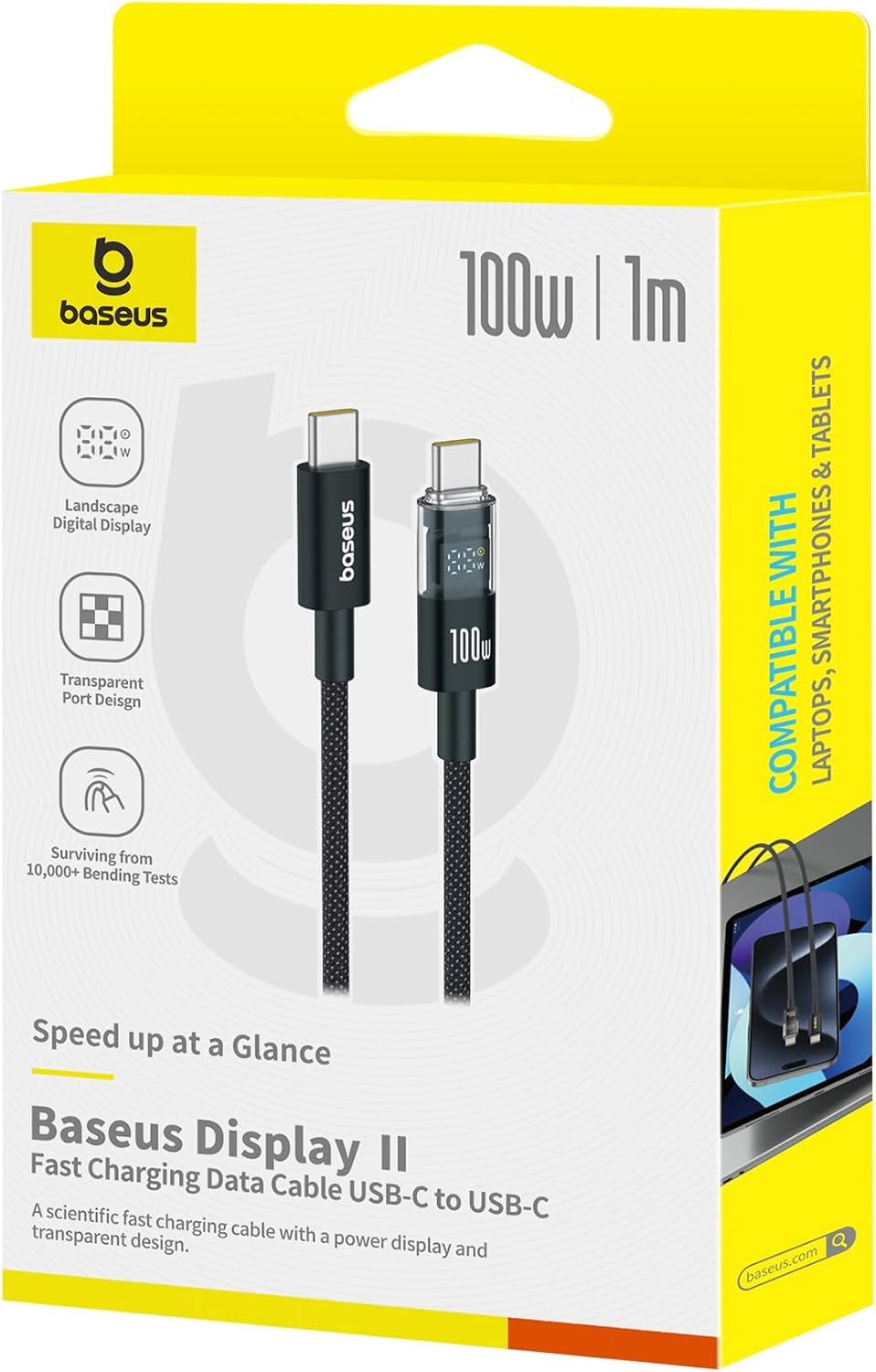 Thumbnail 6 de Baseus Cavo USB-C con Display Digitale da 100 W – 1 m, cavo intrecciato e affidabile