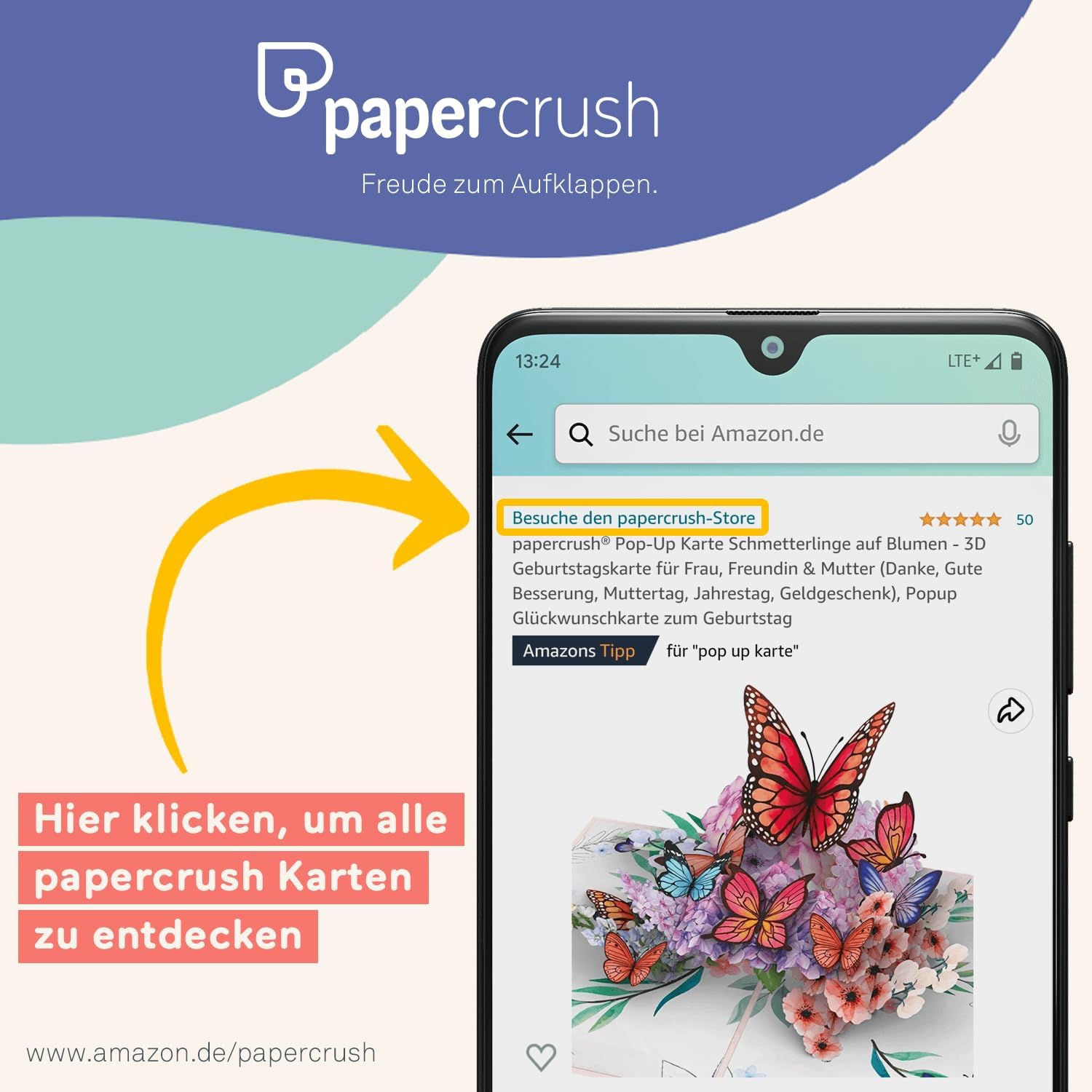 Thumbnail 4 de papercrush® Carte pop-up « Happy Birthday » bleue : carte d’anniversaire 3D avec surprise au moment d’ouvrir