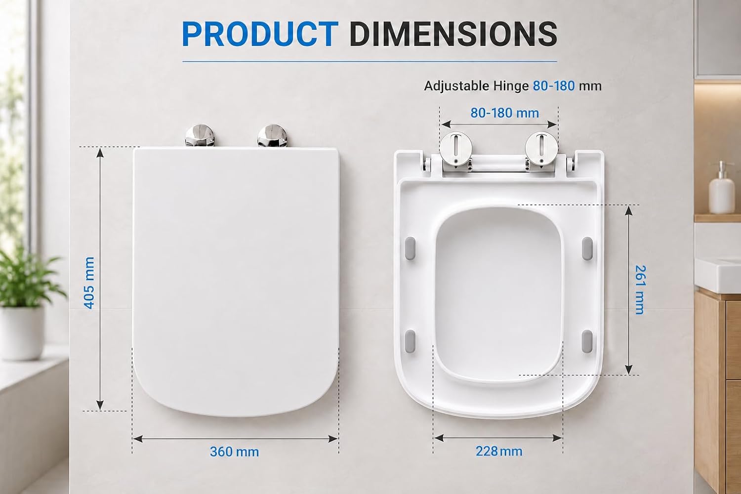 Thumbnail 2 de AAN Square Toilet Seat Soft Close 42L x 36W cm