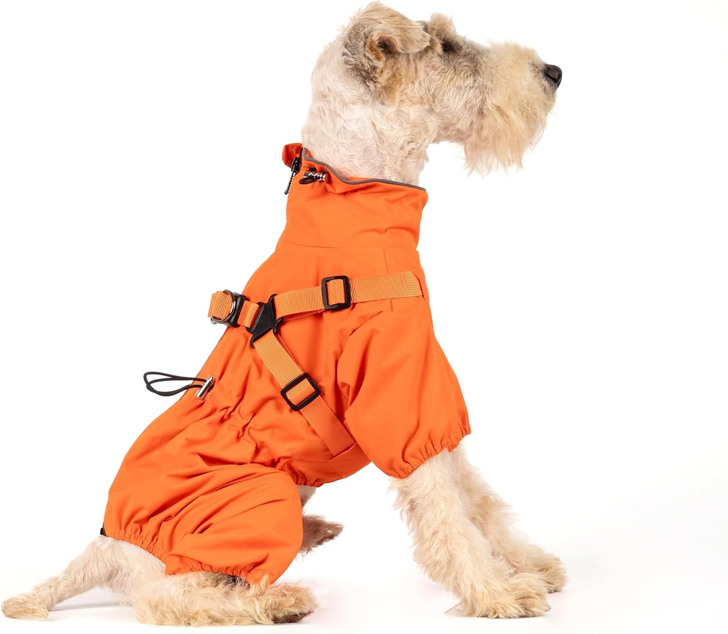 Detalle de Mile High Life Waterproof Dog Raincoat, XS Orange with Harness – Full Coverage & Reflective