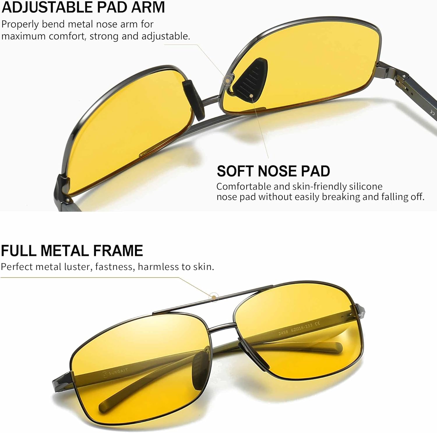 Detalle 2 de SUNGAIT Lightweight Rectangular Polarized Sunglasses