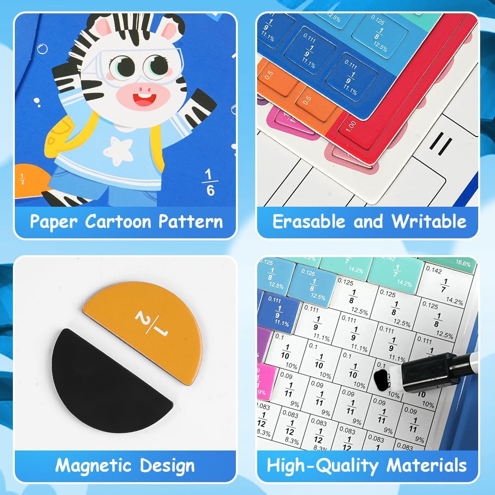 Thumbnail 5 de OFFCUP Conteggio e Matematica Fraction Puzzle Board con piastrelle magnetiche per frazioni (Cucciolo di Zebra)