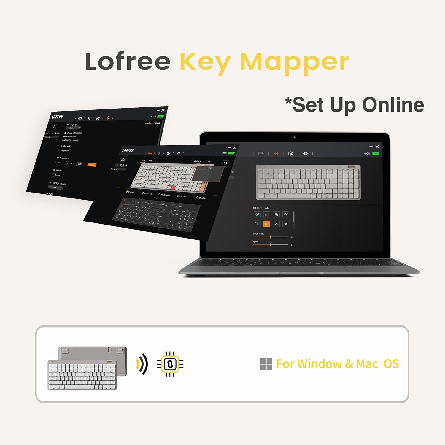 Thumbnail 6 de LOFREE Flow Lite100 Keys Low Profile Mechanical Keyboard with 2.4G, Bluetooth and USB-C – Marble Linear Switches (US Layout)
