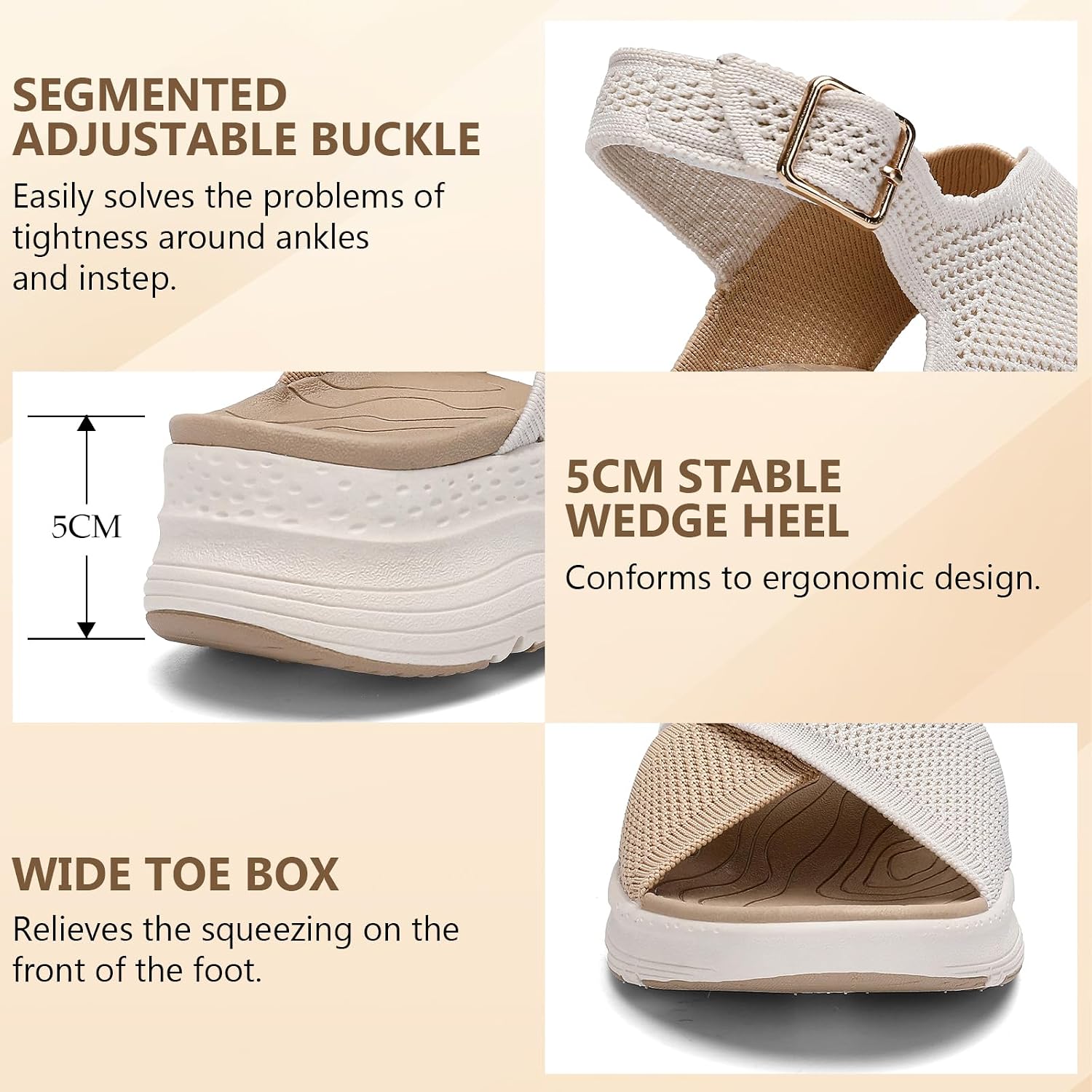 Detalle de Hanani Women's Orthopedic Sandals with Adjustable Straps and Arch Support