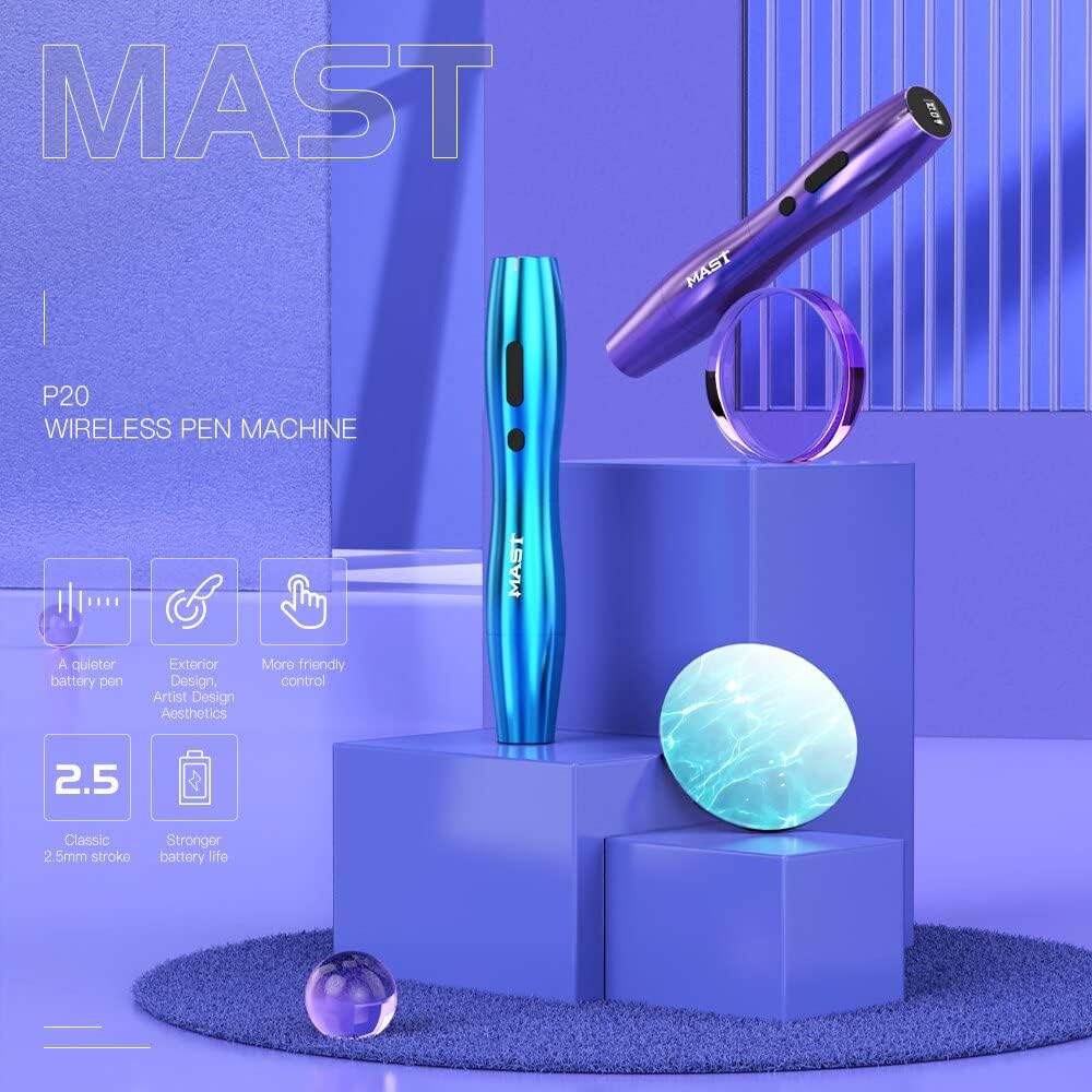 Thumbnail 1 de Mast P20 stylo sans fil de tatouage rotary 2,5 mm – avec 2 batteries et écran OLED