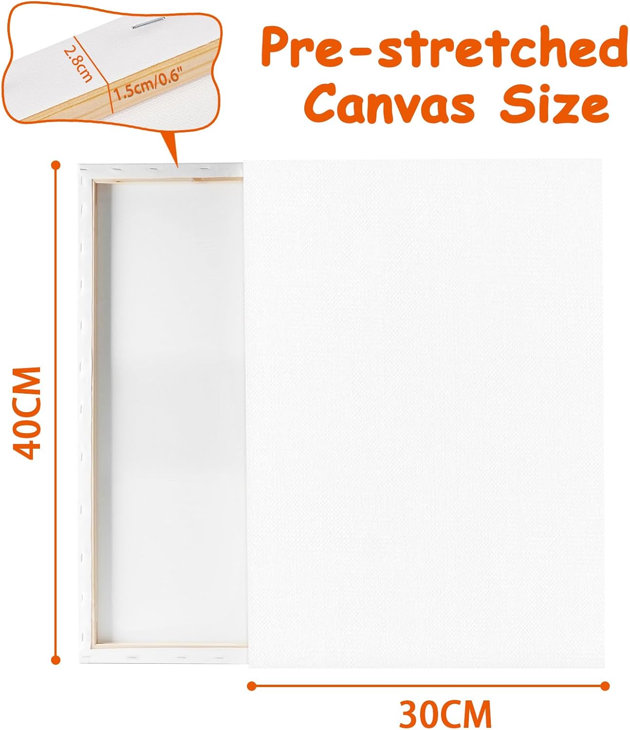Thumbnail 1 de Koncci 5 Pack Stretched Canvas 30x40cm (Framed) – 280GSM Cotton, Triple Primed, Acid Free