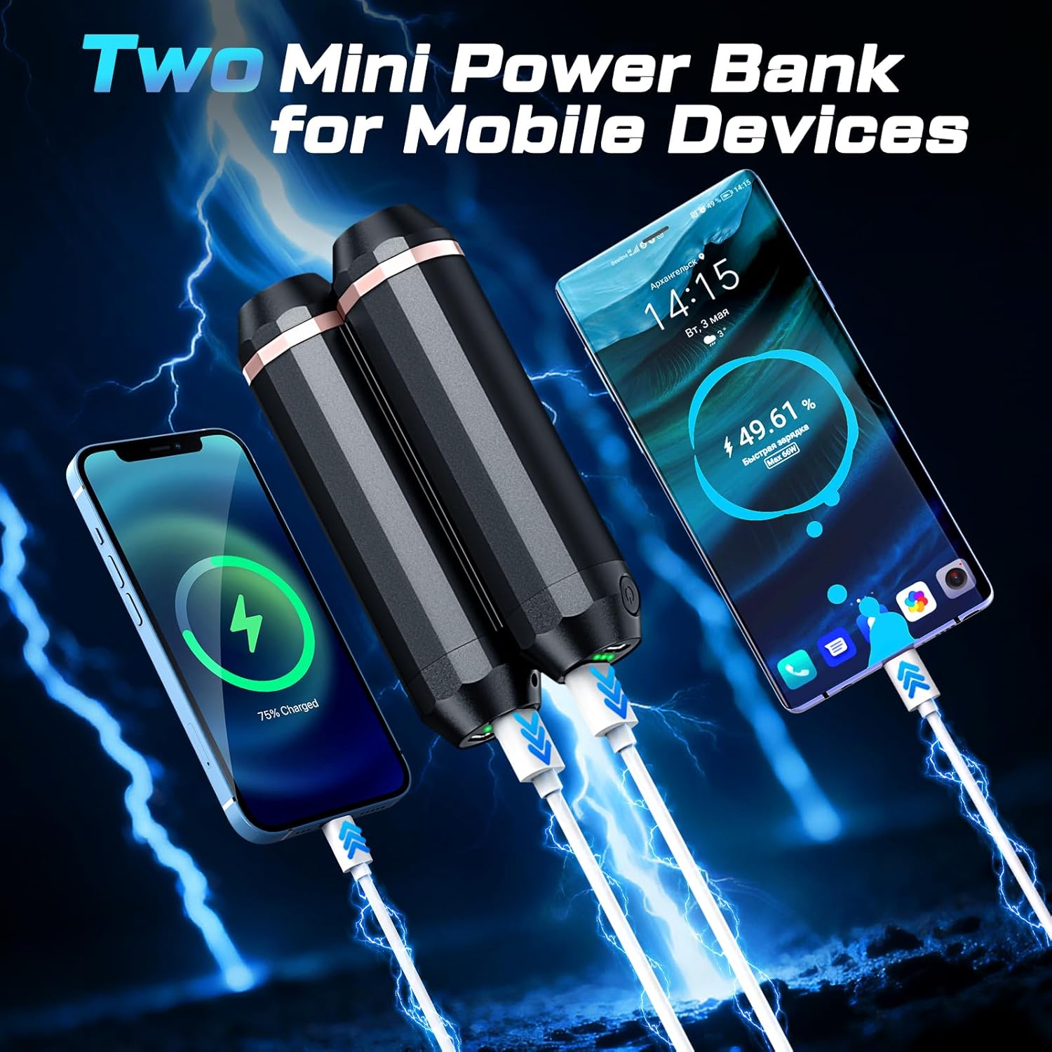 Detalle 2 de 2-Pack Rechargeable Hand Warmer 10000mAh with 3 Heat Levels