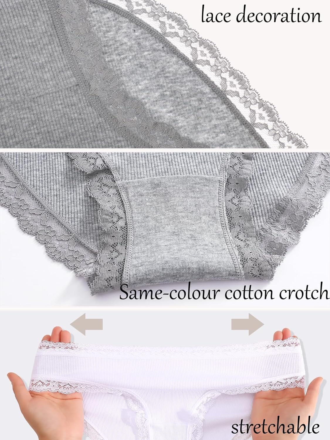 Thumbnail 4 de ALL OF SHE Mutande Donna in Cotone con Pizzo, confezione da 5 slip (taglie S-2XL)