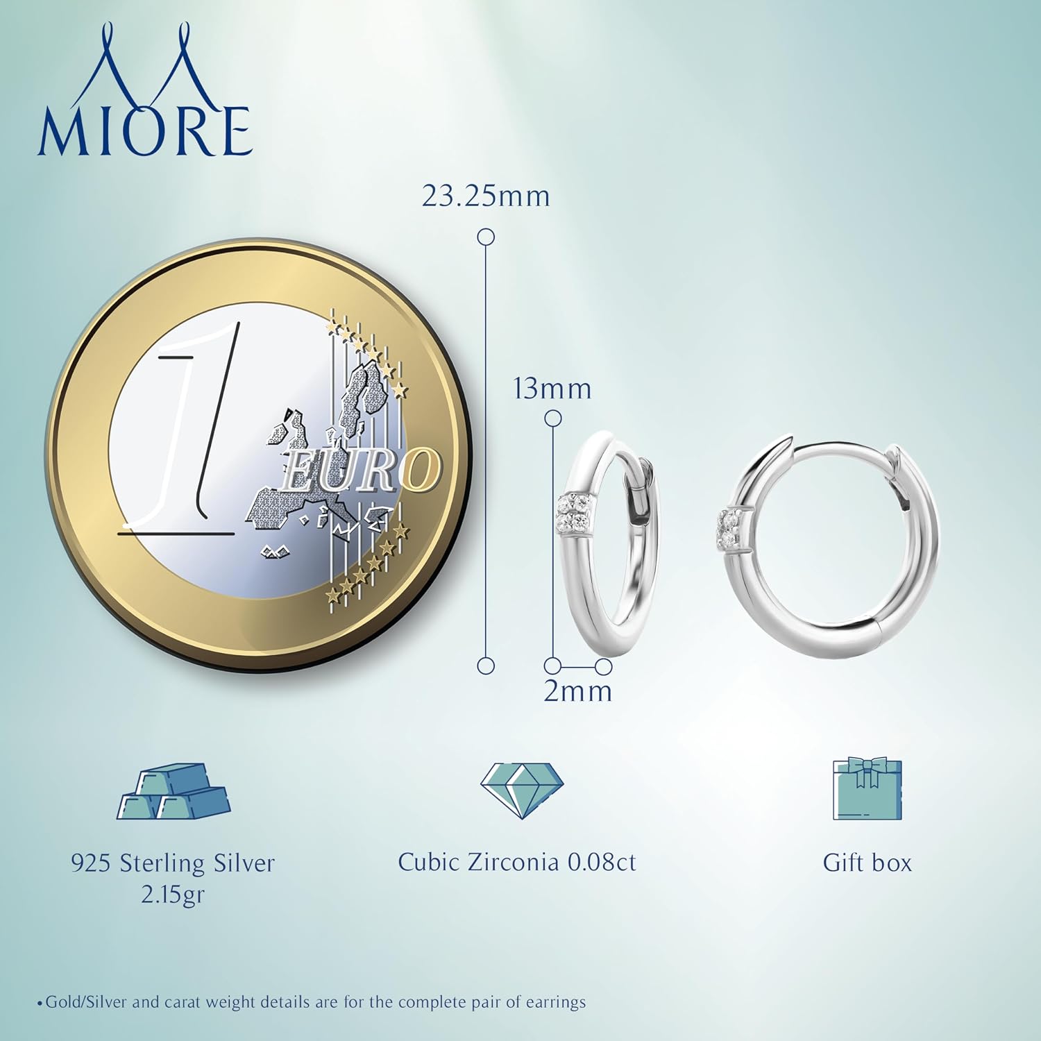 Detalle de Miore CrĂ©oles boucles d'oreilles 13 mm đ