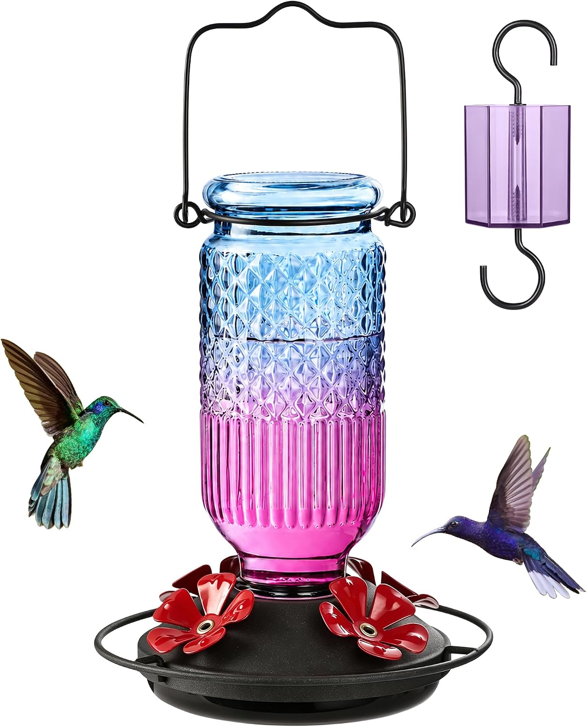 Detalle de FEED GARDEN Glass Hummingbird Feeder 16 oz
