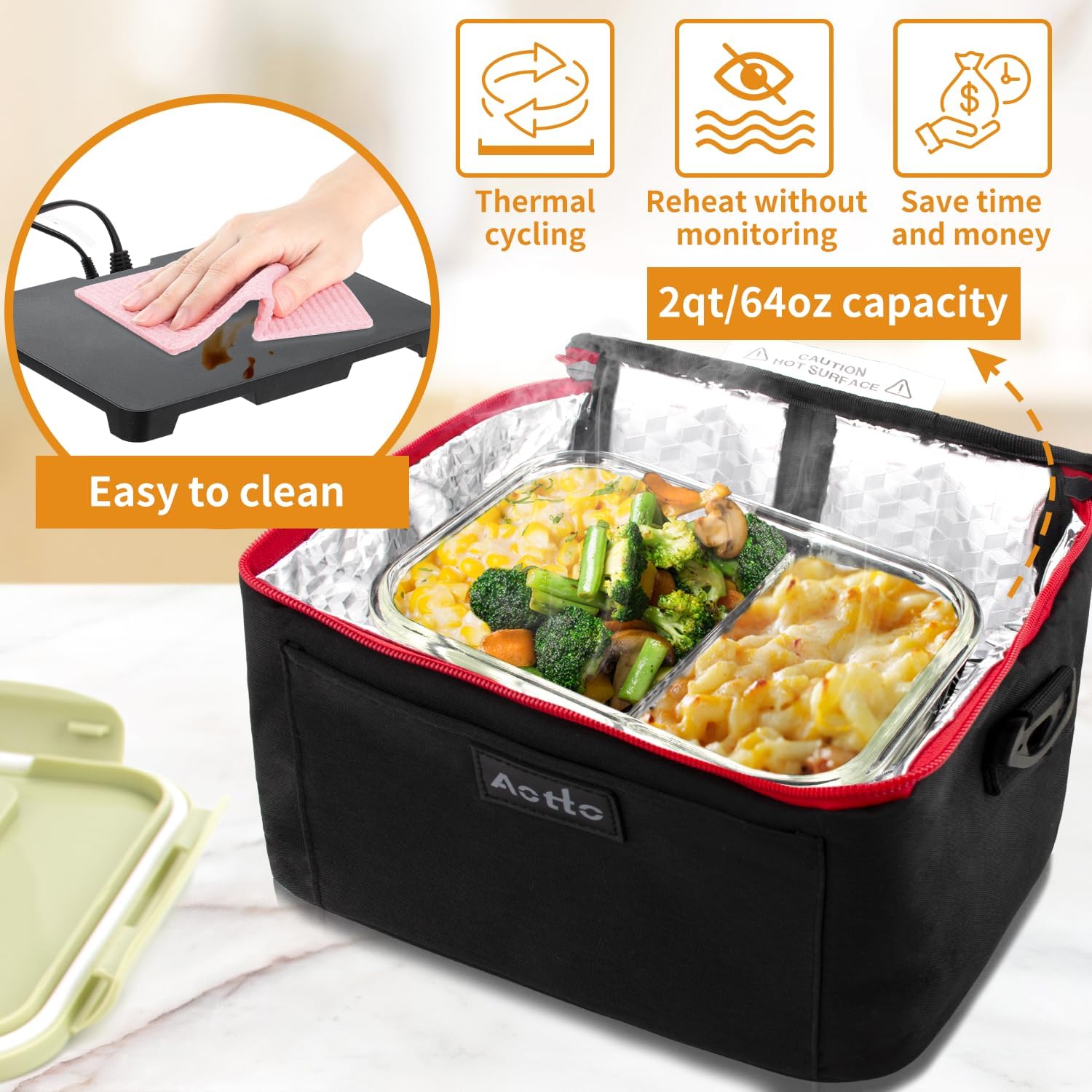 Detalle de Aotto 3-in-1 Mini Oven Portable Food Warmer, 12V/24V/110V