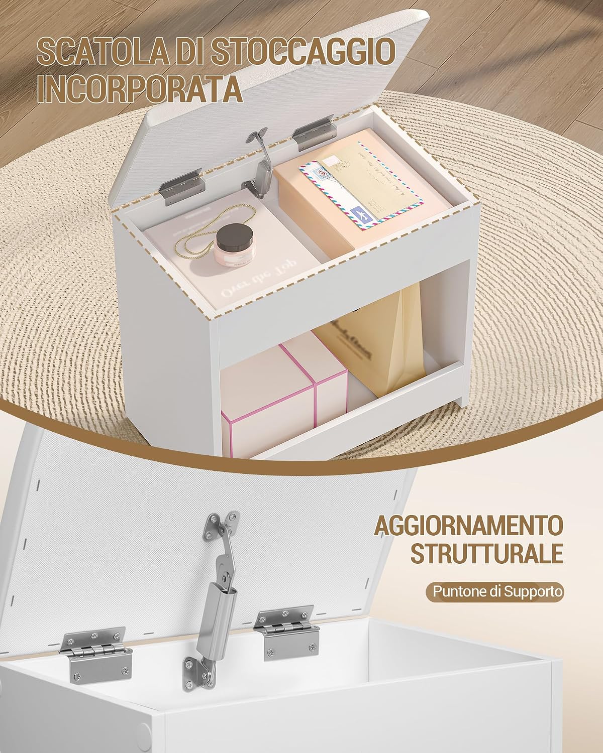Detalle 2 de Hzuaneri VS32703X sgabello toeletta 1 cuscino bianco