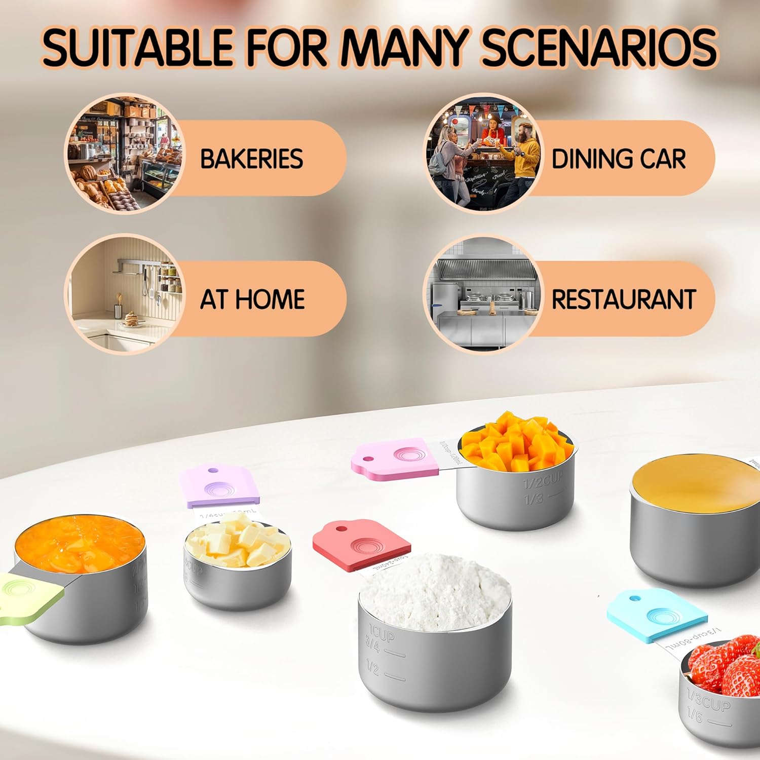 Thumbnail 3 de Minteem Magnetic Measuring Cups — 5-Piece Stainless Steel Nesting Set