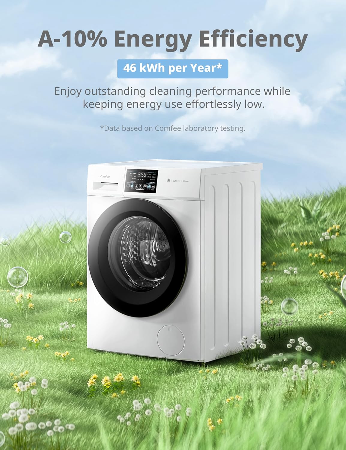 Detalle de COMFEE' 10kg Washing Machine A-10% Energy Class 1400rpm BLDC Motor White