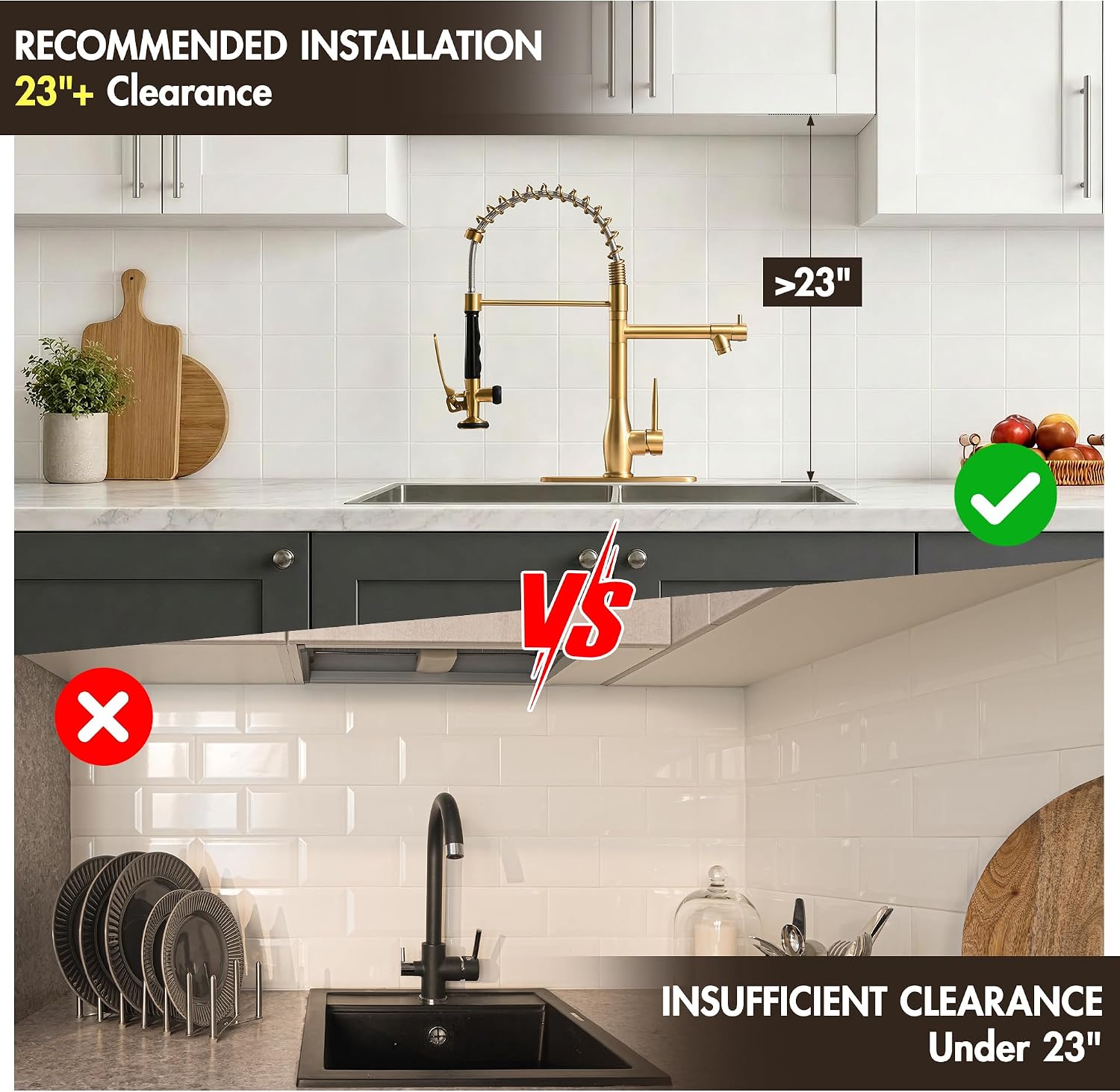 Detalle 1 de GIMILI Brushed Gold Kitchen Faucet with Pull-Down Sprayer, Dual Spray Modes