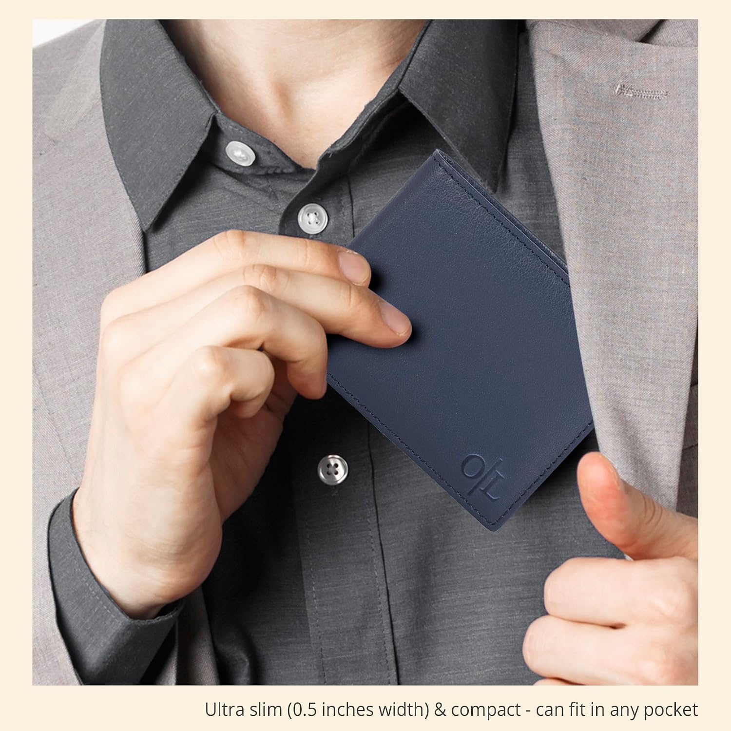 Detalle 2 de Real Slim Leather Wallet for Men RFID Blocking Slim Bifold Thin Wallet
