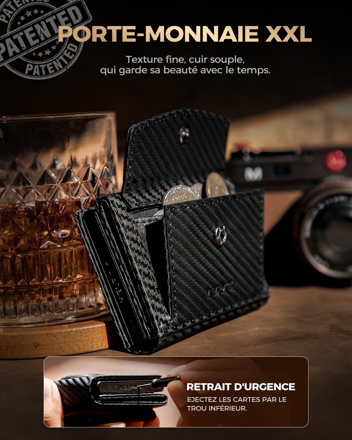 Detalle 2 de LORZOR Portefeuille cuir 10 cartes Airtag 👝